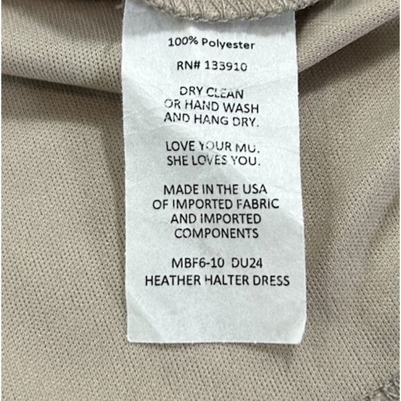 SHOW ME YOUR MUMU HEATHER CHIFFON HALTER DRESS GOWN SZ S TAN STRETCH LAYERED - Picture 9 of 10